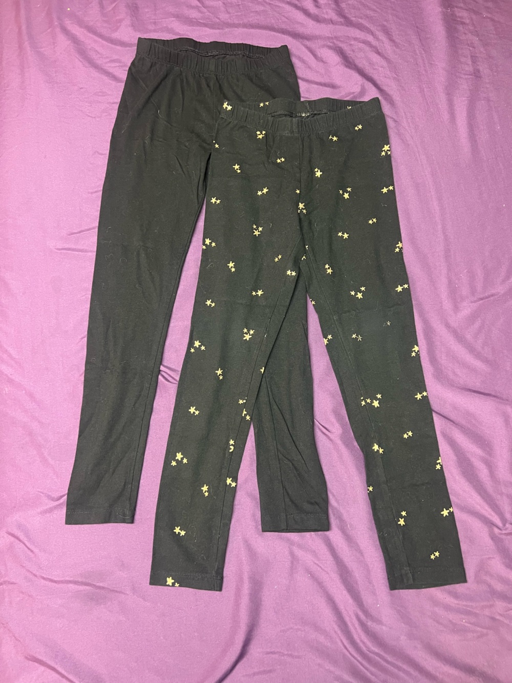 Cat & Jack Black Leggings with Gold Star Accent and Cat & Jack Black Leggings